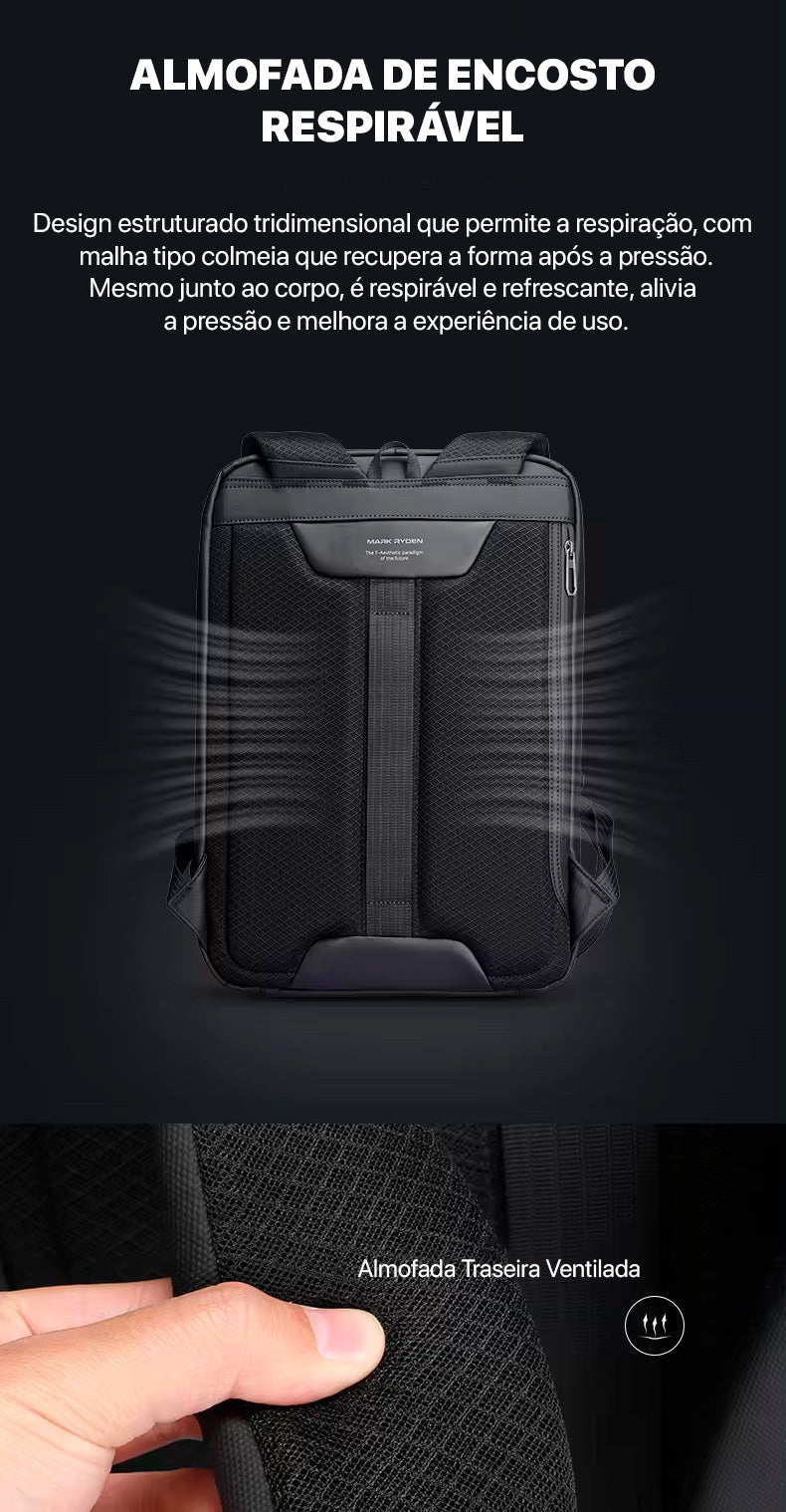 Mochila Executiva Notebook 17" USB e TSA Modern