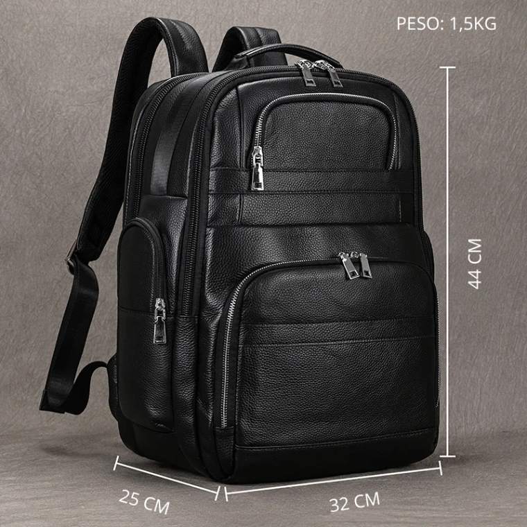Mochila de Couro Legitimo Notebook 17'' pol com USB