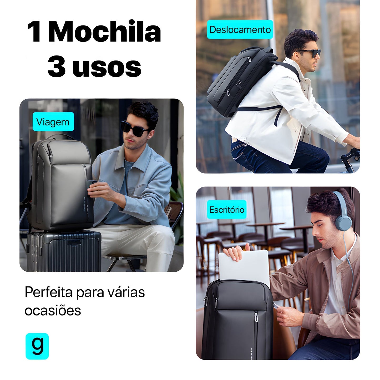 Mochila Executiva Expansível 25L-35L Notebook 16"