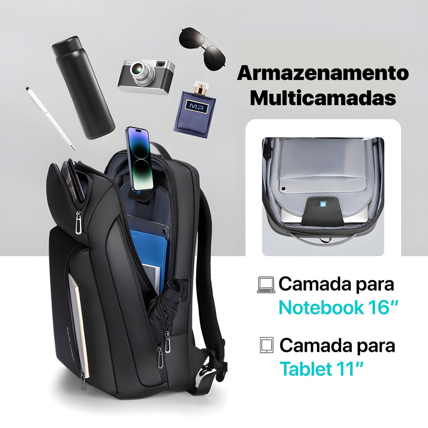 Mochila Executiva Expansível 25L-35L Notebook 16"