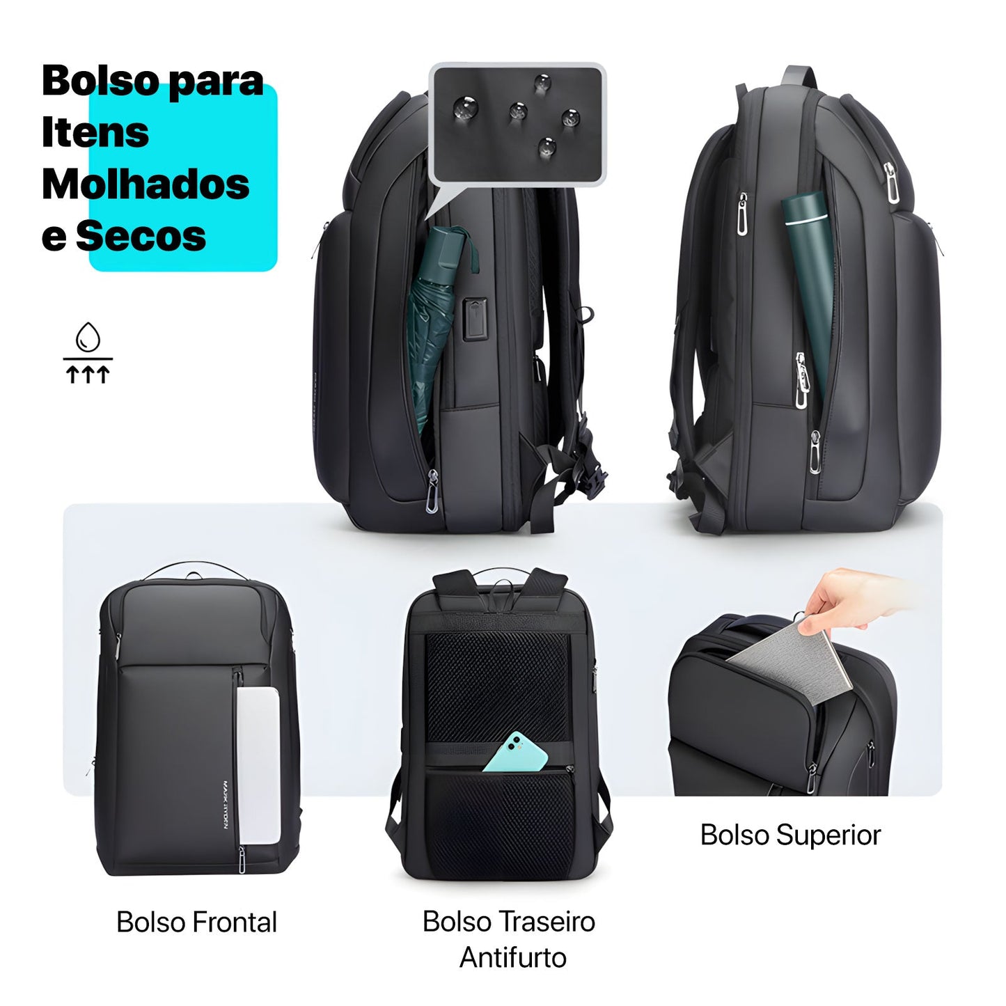 Mochila Executiva Expansível 25L-35L Notebook 16"