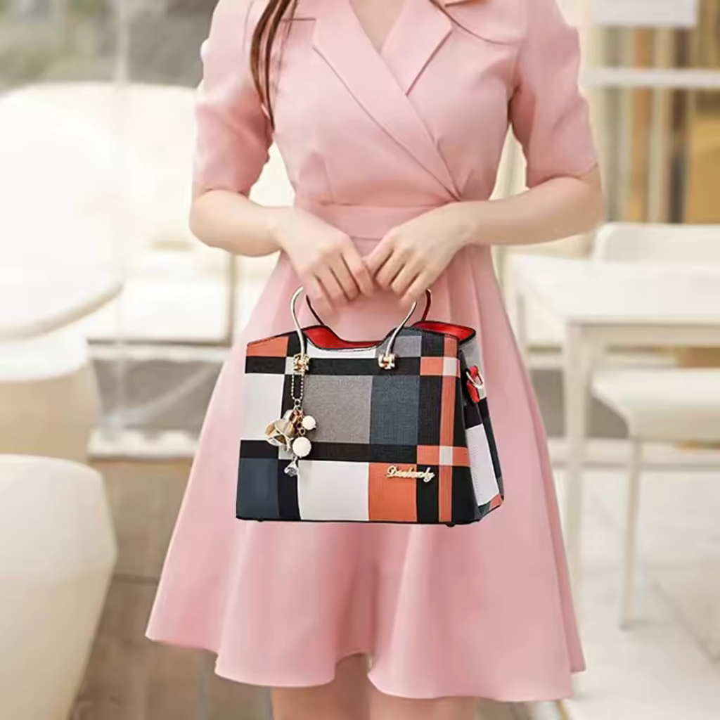Bolsa Feminina Xadrez de Couro - Mirabelle Haute 2