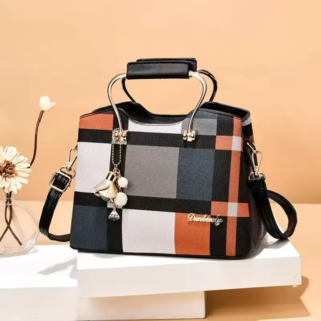 Bolsa Feminina Xadrez de Couro - Mirabelle Haute 7
