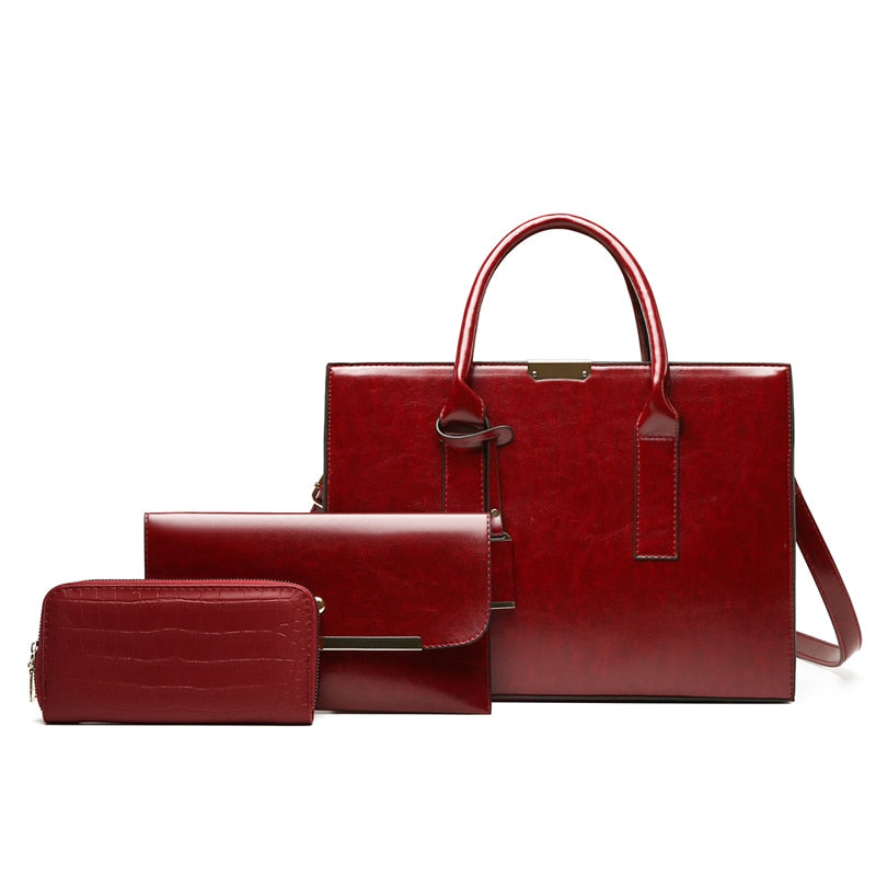 Bolsa Feminina de Couro + 2 Carteira Premium Bags 5