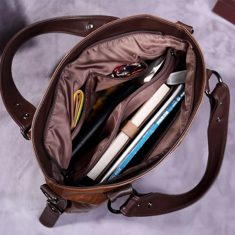 Bolsa Feminina de Couro Genuíno Vintage 5