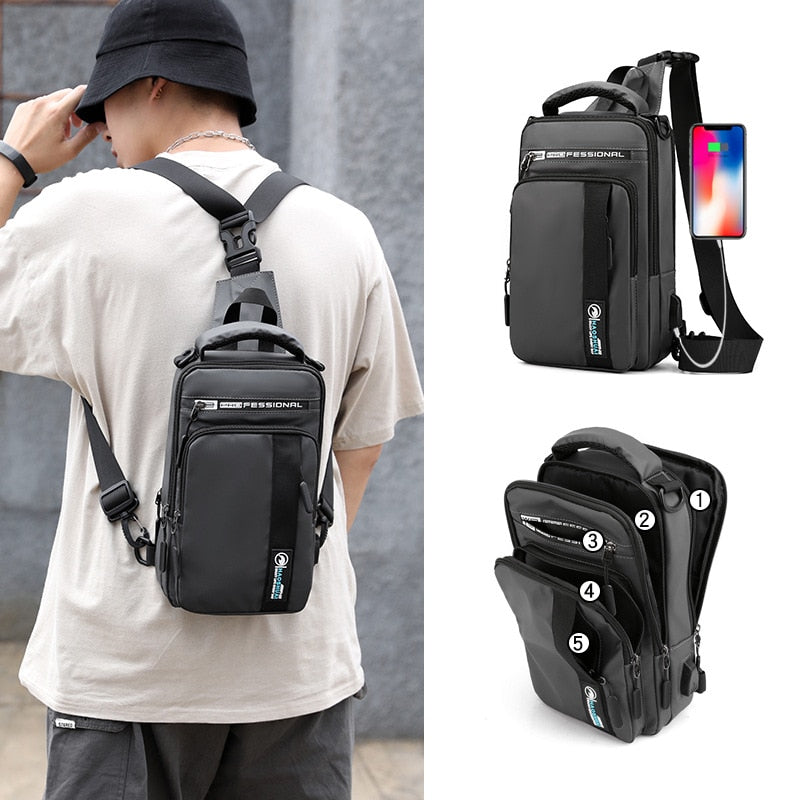 Mochila Transversal Masculina Impermeável