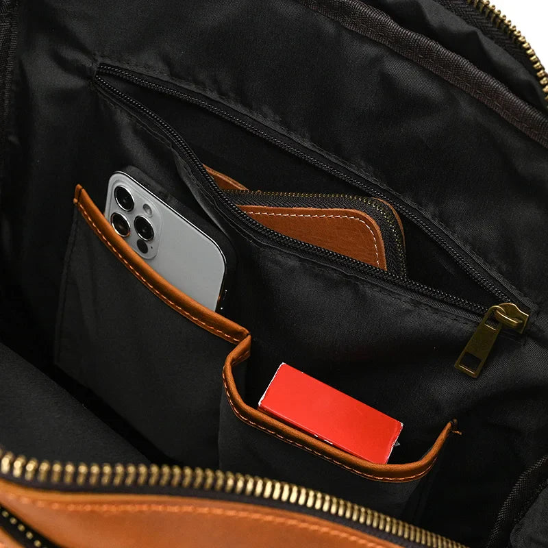 Mochila de Couro Genuíno Notebook 15.6 Bagger