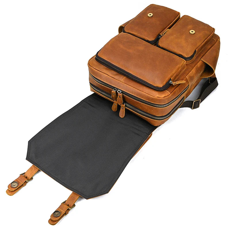 Mochila de Couro Genuíno Notebook 15.6 Bagger