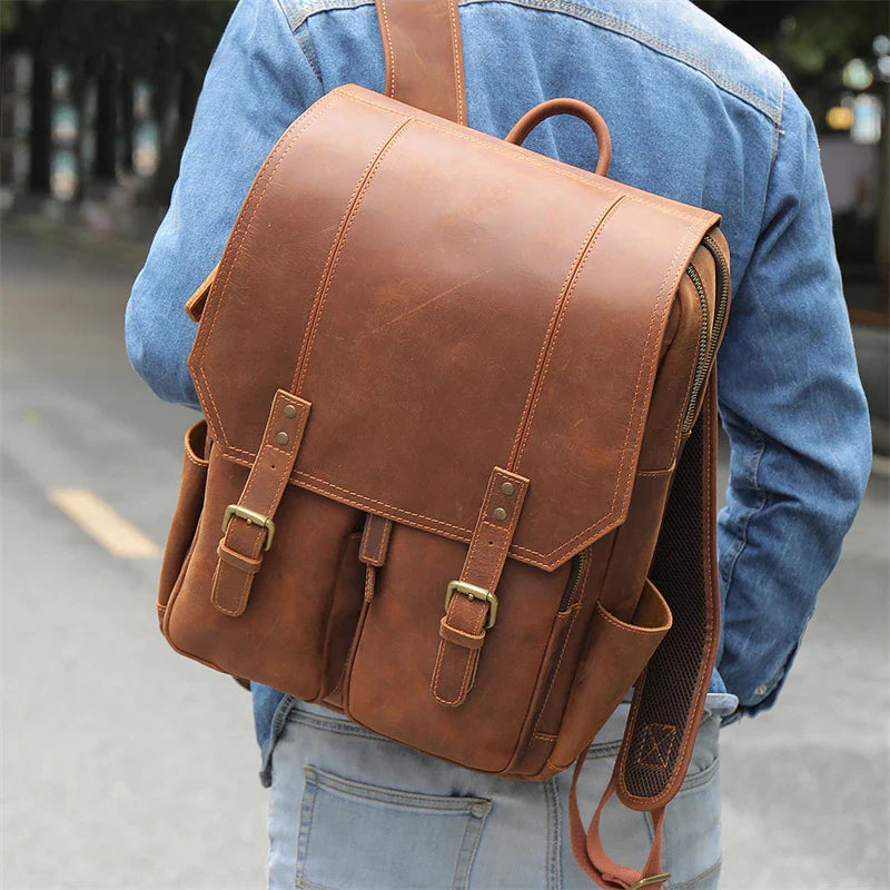 Mochila de Couro Genuíno Notebook 15.6 Bagger