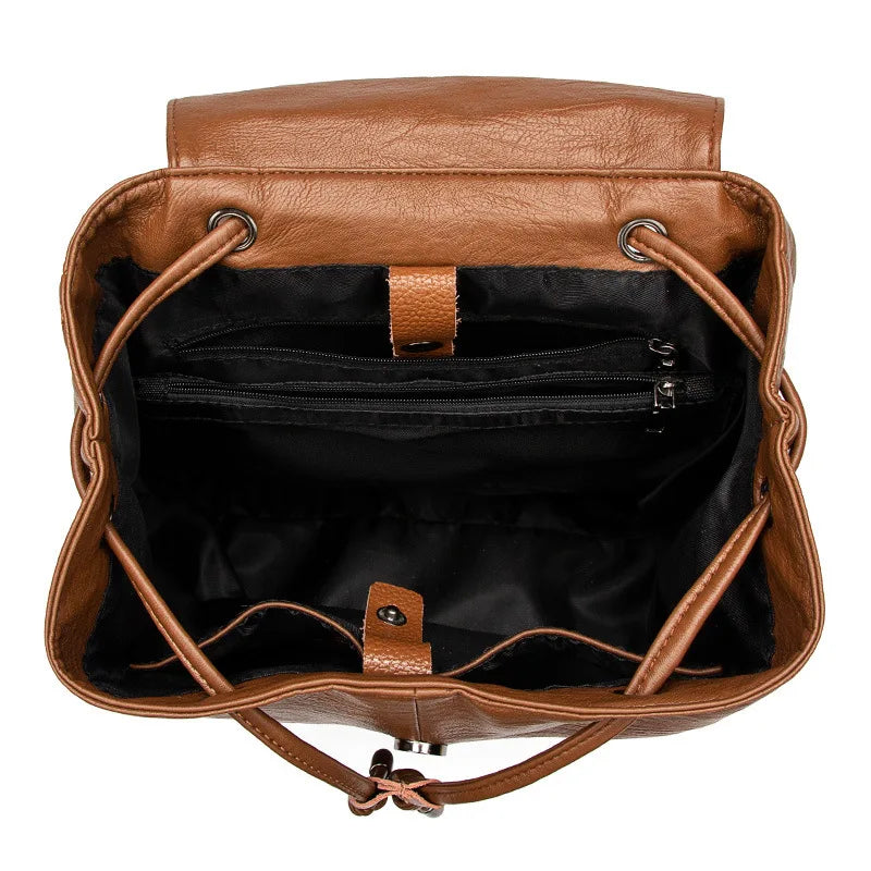 Mochila Feminina de Couro Anti-Furto Lauren
