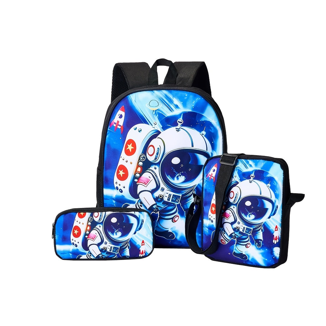Kit Escolar Astronauta e Foguete - Mochila, Lancheira e Estojo 3