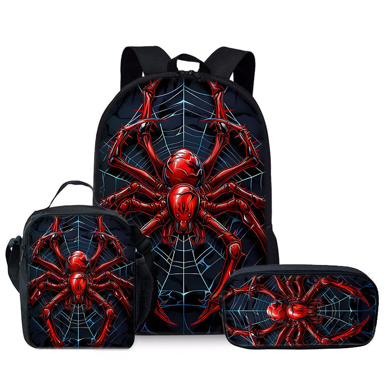 Kit Escolar Design Teia de Aranha - Mochila, Lancheira e Estojo