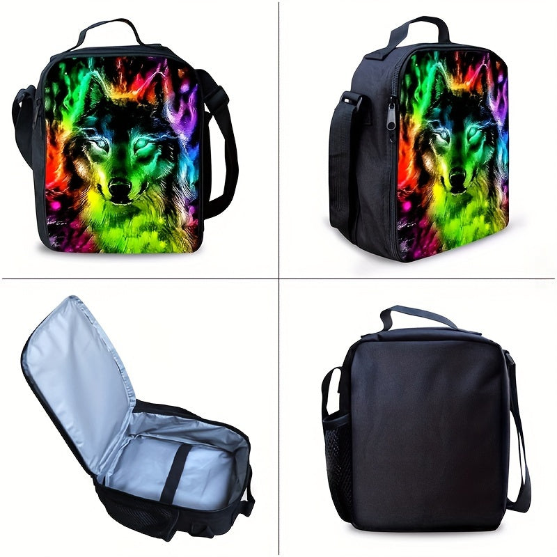 Kit Escolar Estampa de Lobo - Mochila, Lancheira e Estojo 3