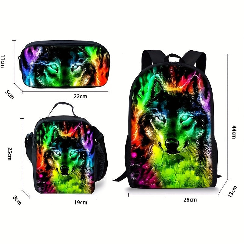 Kit Escolar Estampa de Lobo - Mochila, Lancheira e Estojo 5