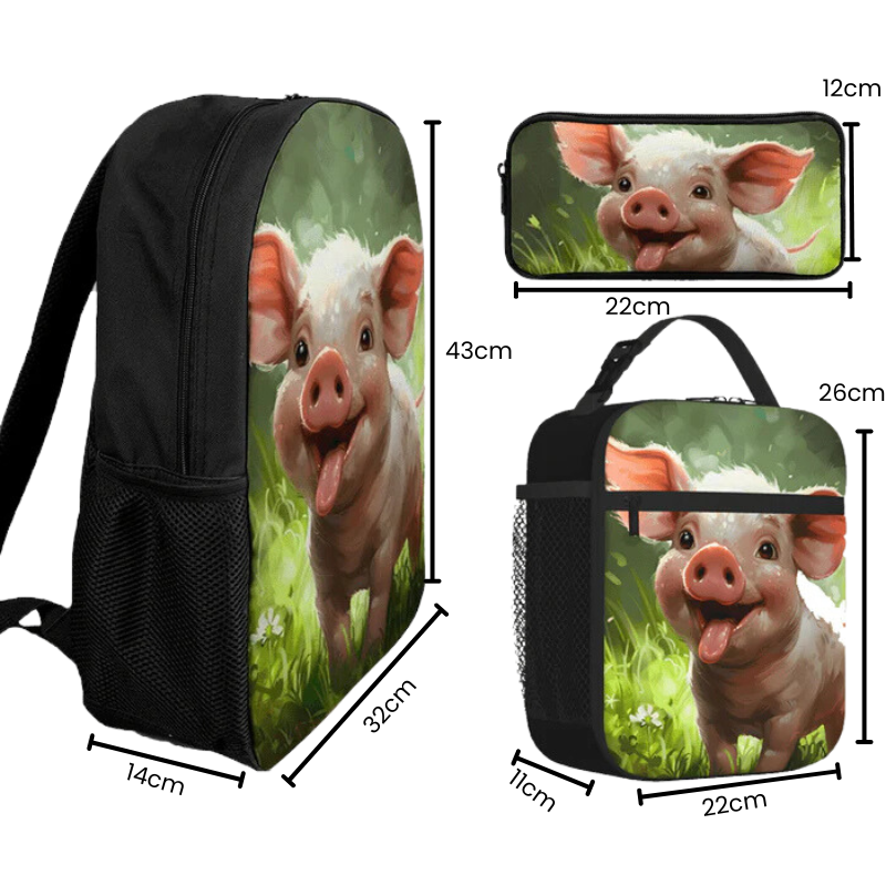 Kit Escolar Porquinho - Mochila, Lancheira e Estojo 5
