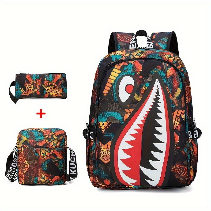 Kit Mochila Escolar Tubarão - Mochila, Lancheira e Estojo 2