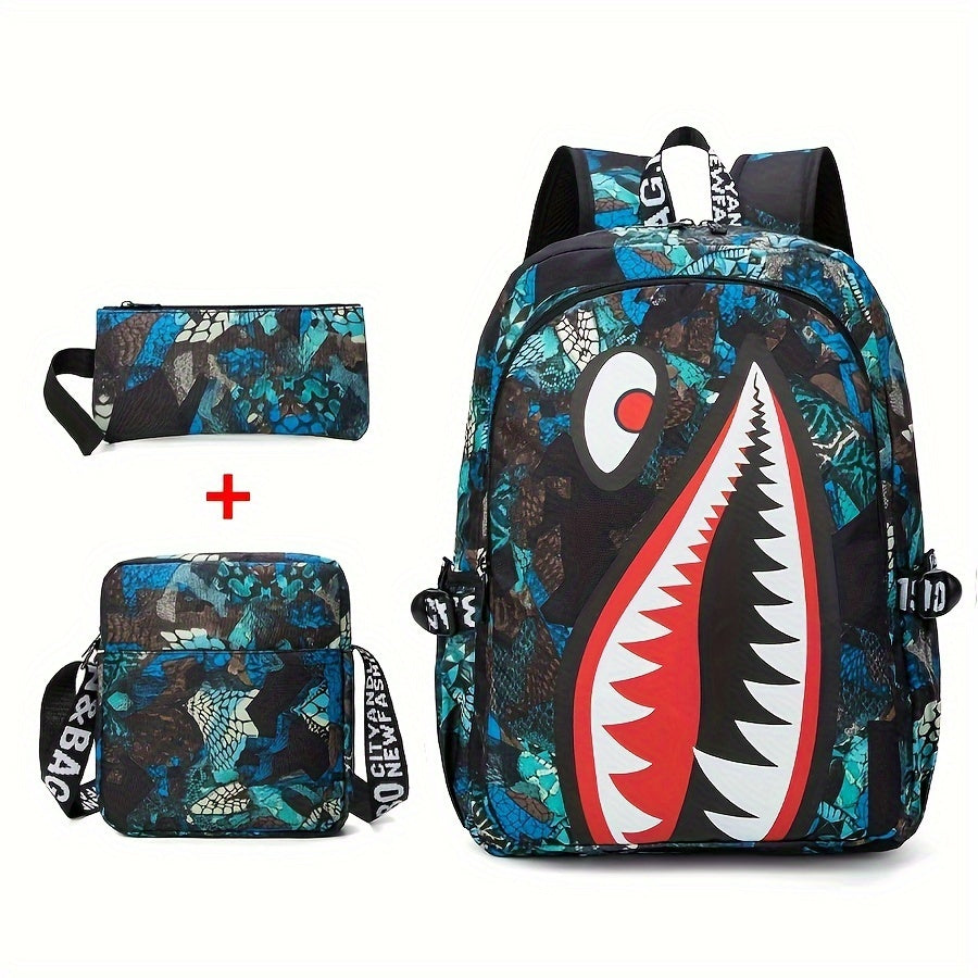 Kit Mochila Escolar Tubarão - Mochila, Lancheira e Estojo 3