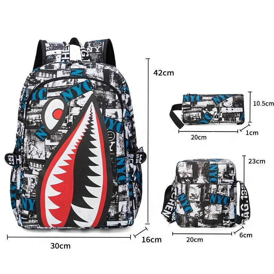Kit Mochila Escolar Tubarão - Mochila, Lancheira e Estojo 5