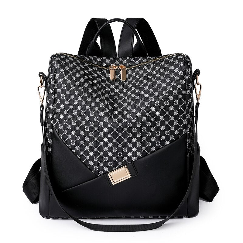 Mochila Feminina de Couro Xadrez