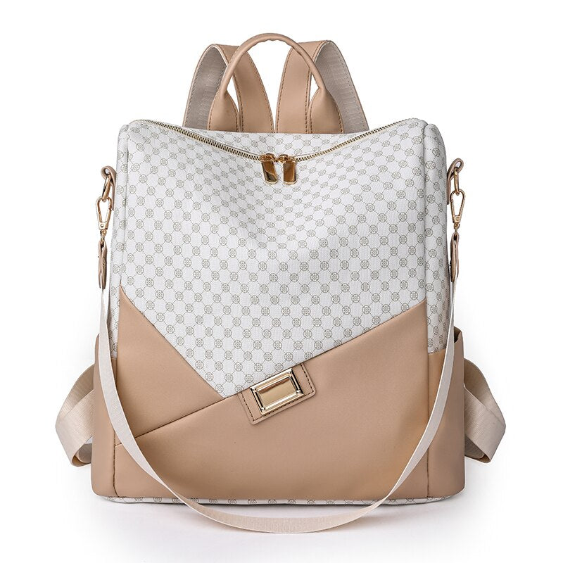 Mochila Feminina de Couro Xadrez
