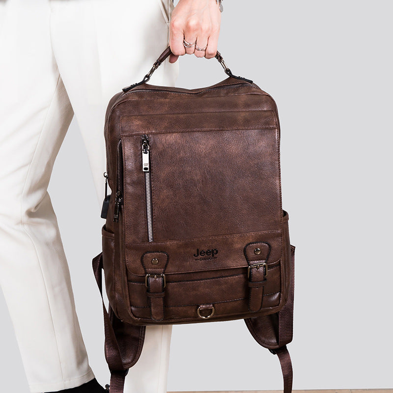 Mochila Executiva Masculina de Couro Jeep