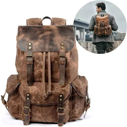 Mochila Masculina de Lona Vintage Style
