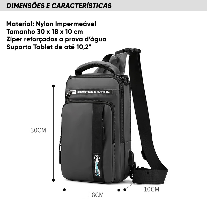 Mochila Transversal Masculina Impermeável