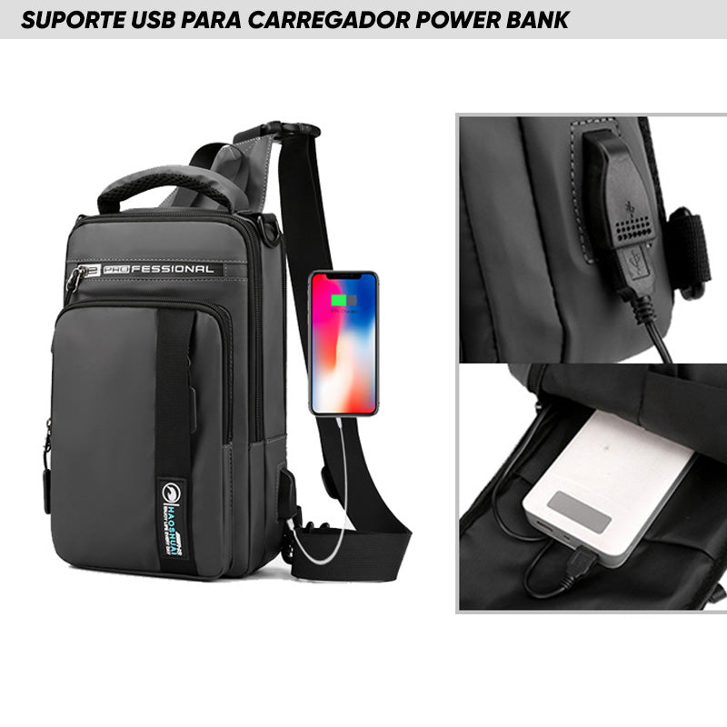 Mochila Transversal Masculina Impermeável