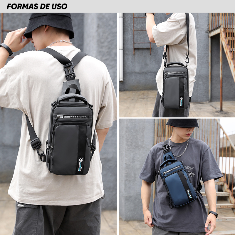 Mochila Transversal Masculina Impermeável