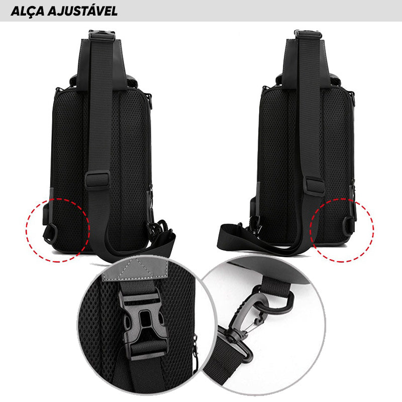Mochila Transversal Masculina Impermeável