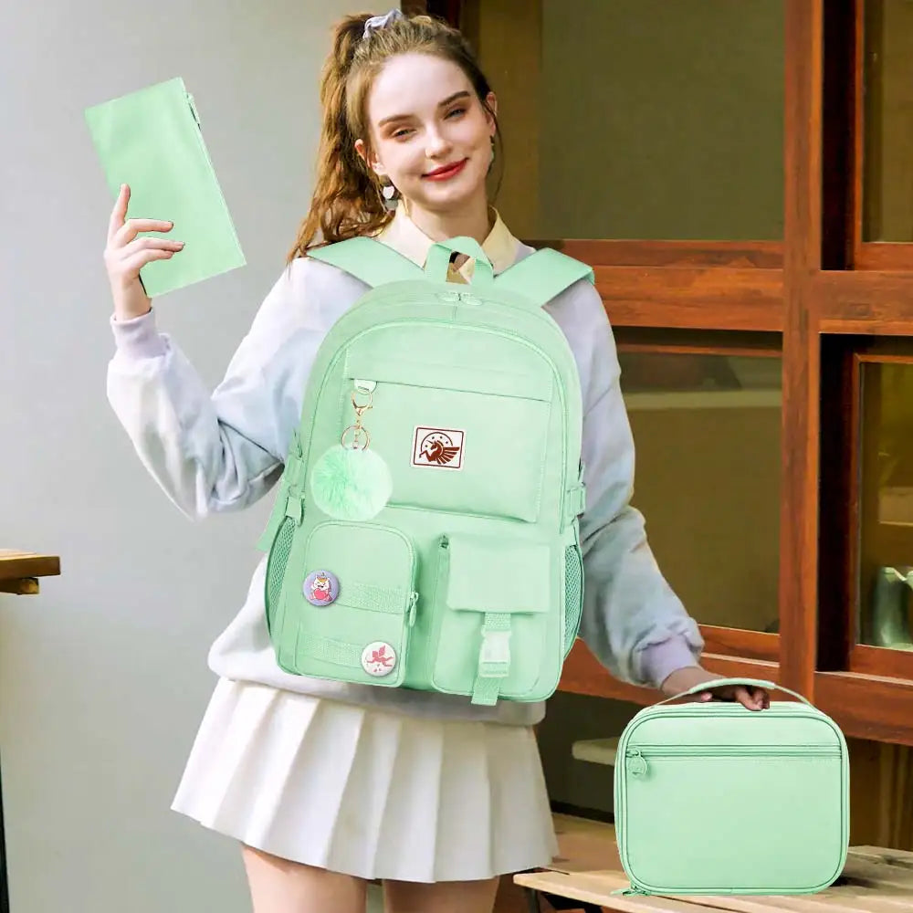 Mochila Escolar Feminina Anti-Furto com Chaveiro 4