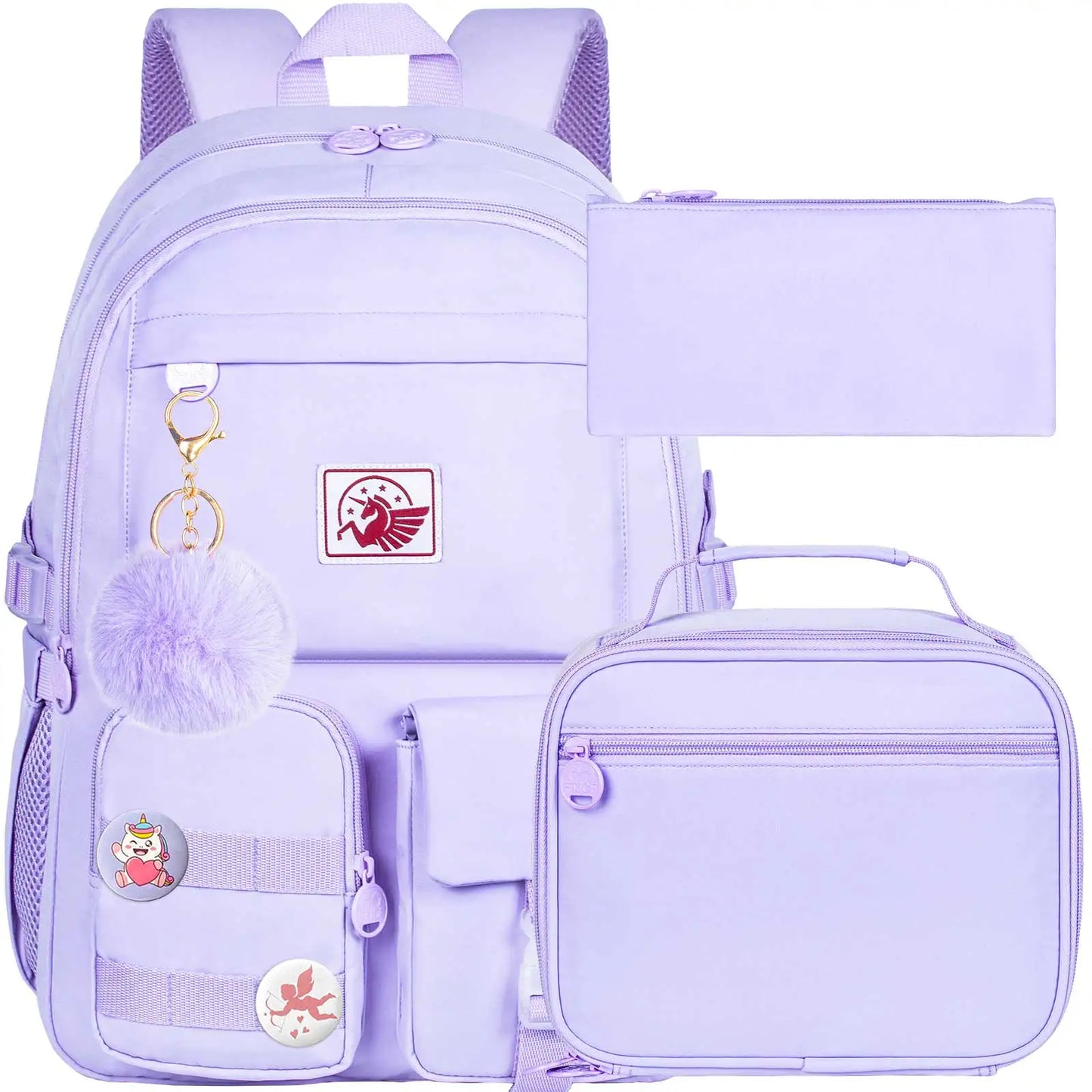 Mochila Escolar Feminina Anti-Furto com Chaveiro 9