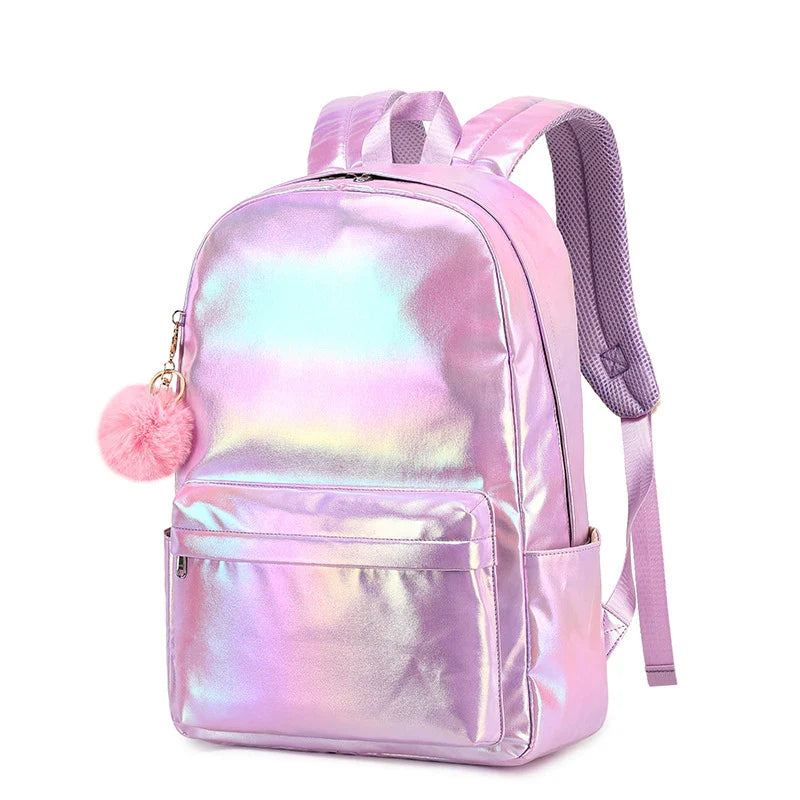 Mochila Escolar Feminina Refletiva com Lancheira e Estojo 2