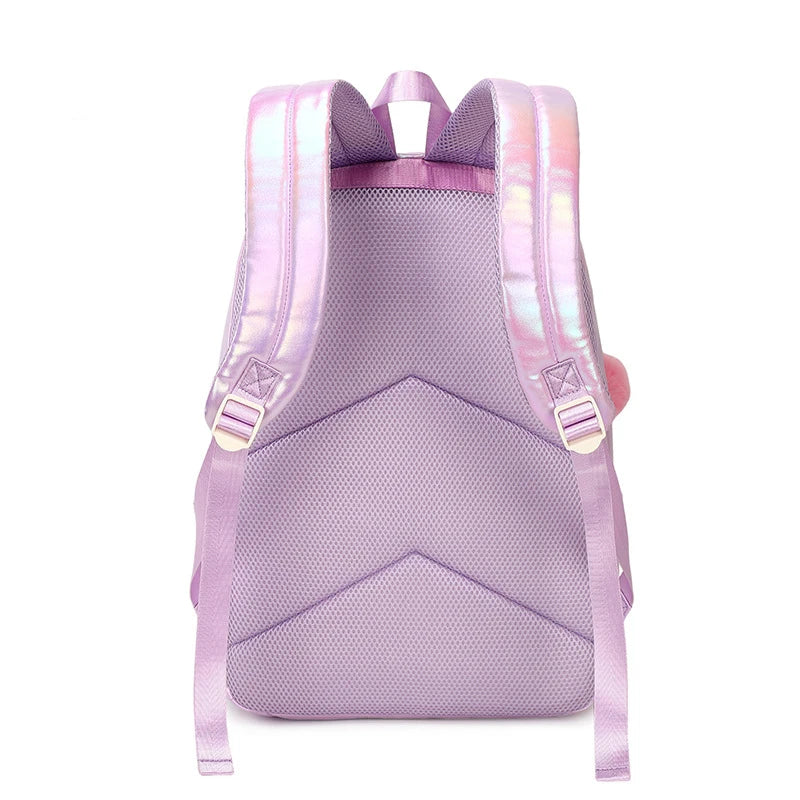 Mochila Escolar Feminina Refletiva com Lancheira e Estojo 4