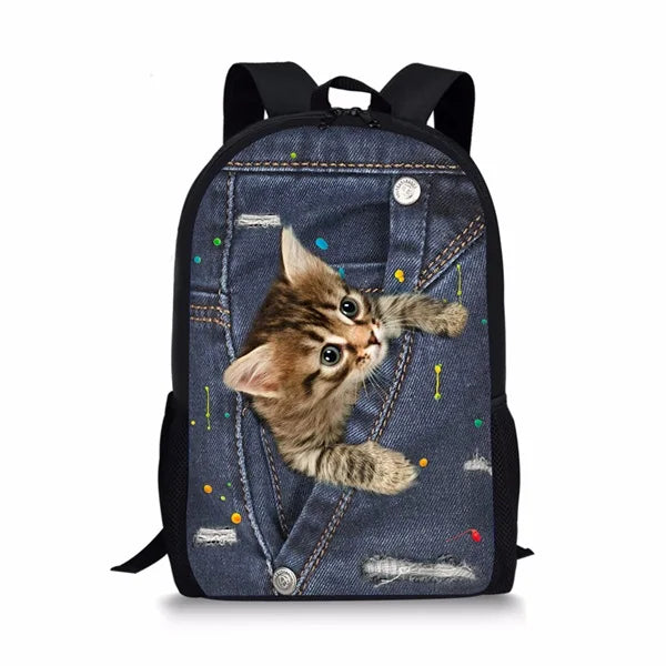 Mochila Escolar Impermeável Gatinho 3D 4
