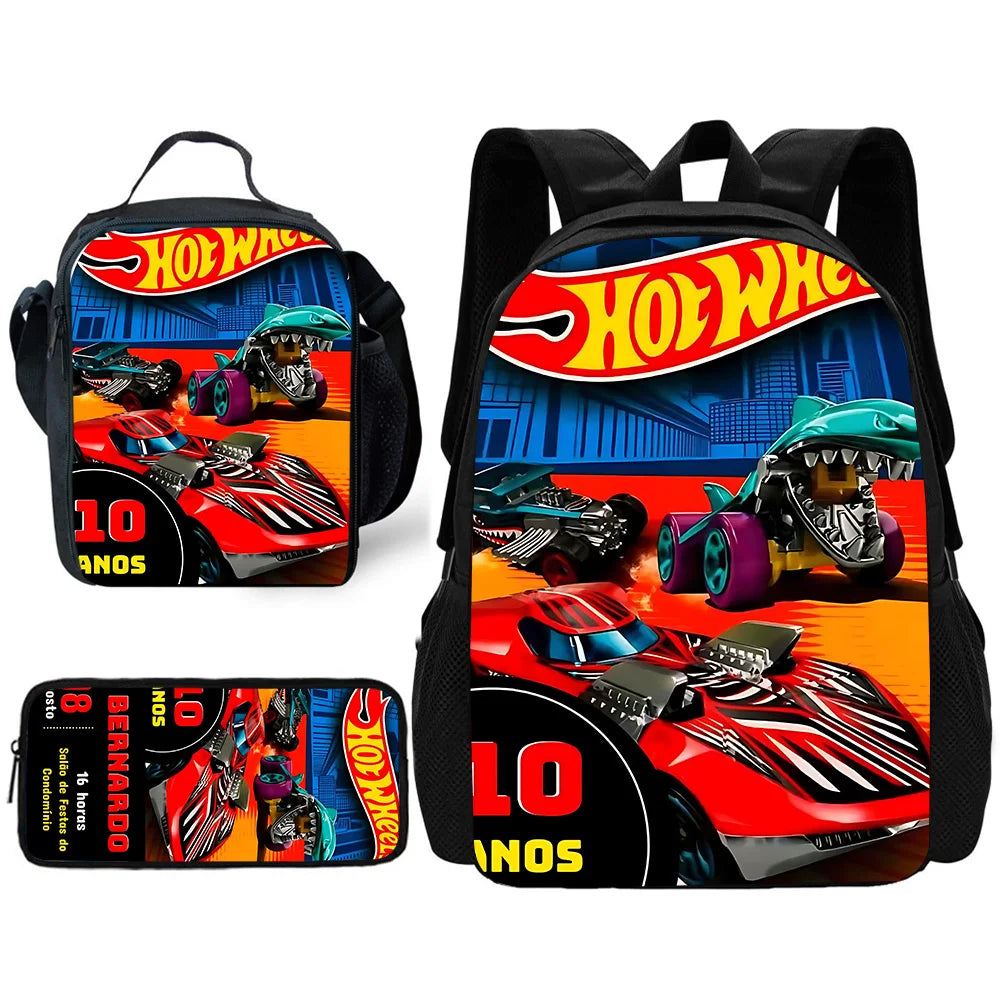Mochila Escolar Masculina Carrinho de Corrida Desenho 2