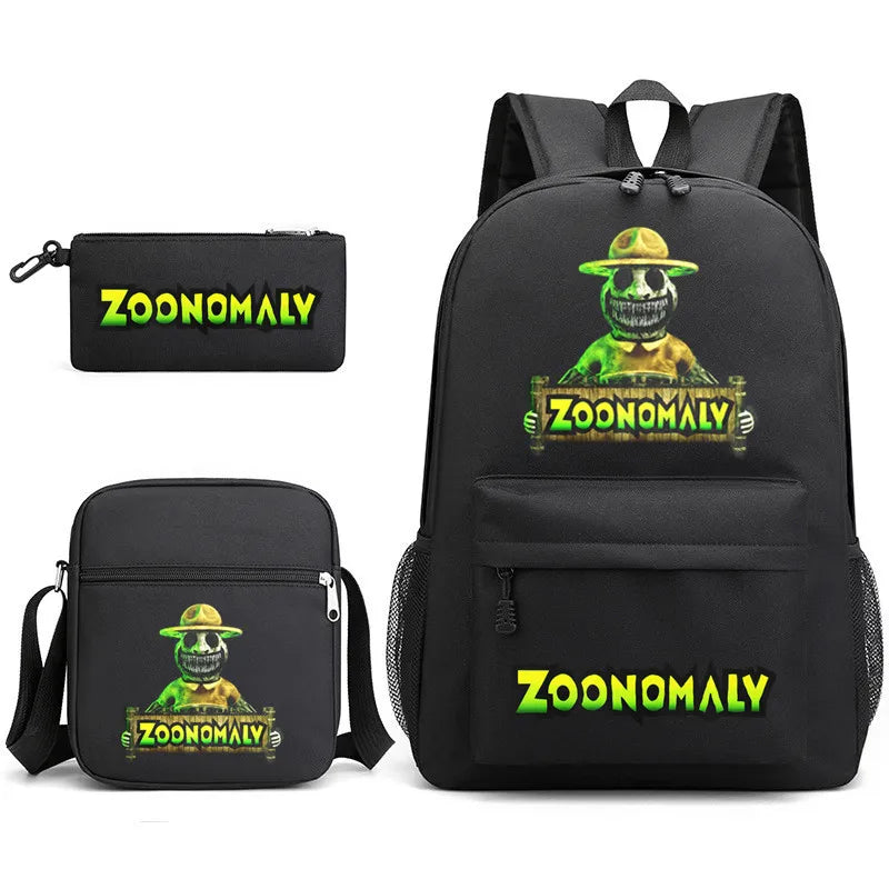 Mochila Escolar Masculina Desenho com Estojo e Lancheira
