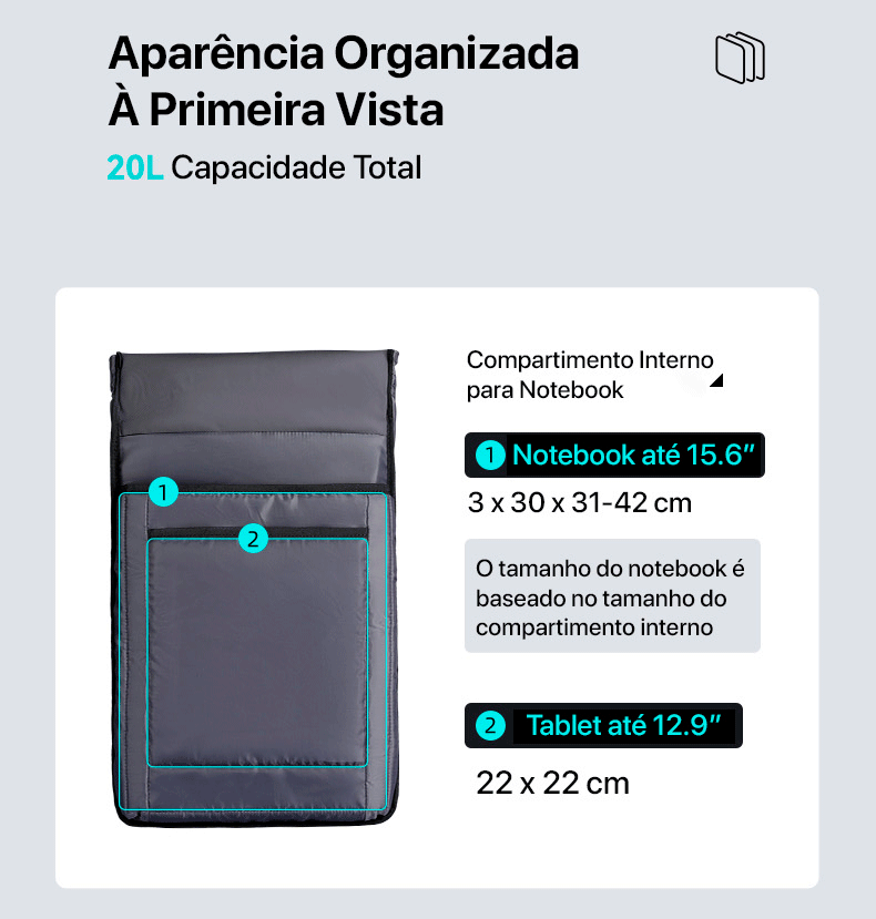 Mochila Executiva Notebook 15.6" 20L Viagem Trek 7