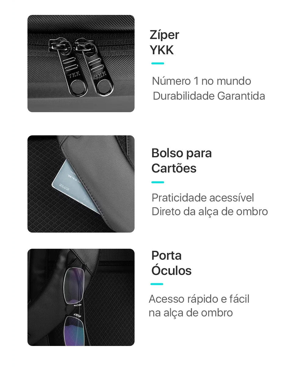 Mochila Executiva Notebook 15" Porta USB Black Orion 9