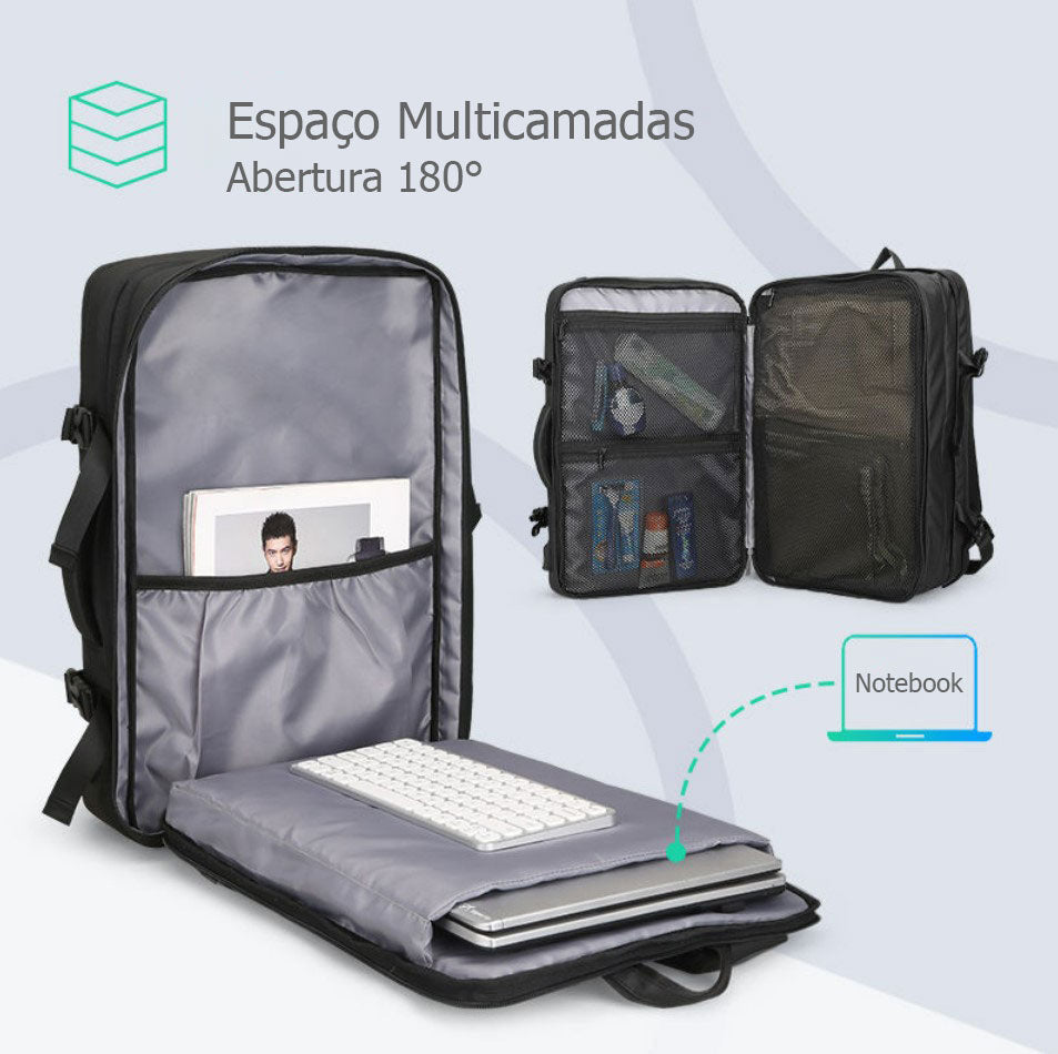 Mochila Expansível 22L a 37L Executiva de Viagem para Notebook 17" Solstice 6