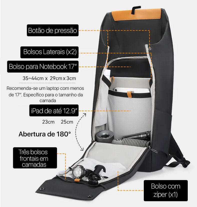 Mochila Expansível Executiva para Notebook 17" Viagem 3
