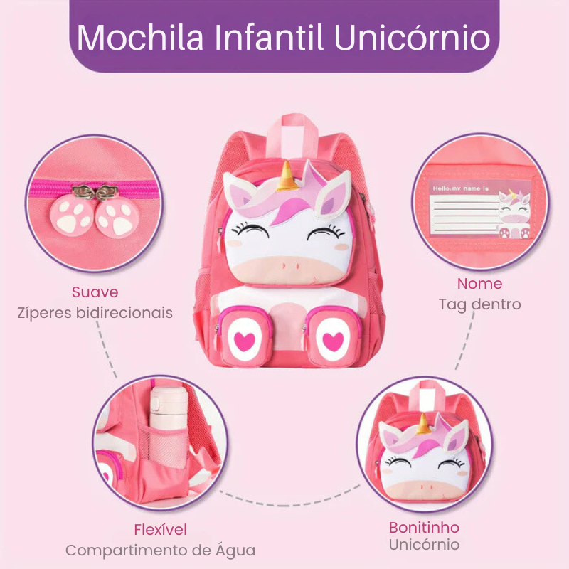 Mochila Infantil Grande Capacidade Unicórnio 2