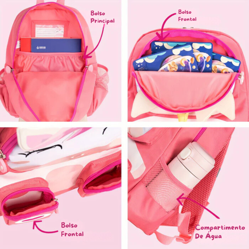 Mochila Infantil Grande Capacidade Unicórnio 3