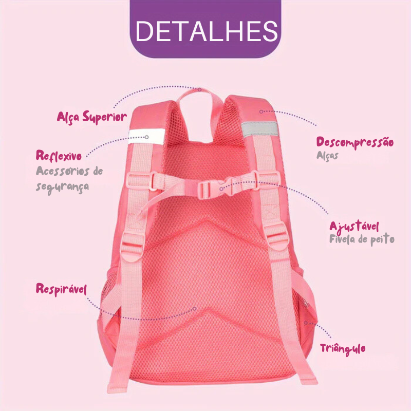 Mochila Infantil Grande Capacidade Unicórnio 4