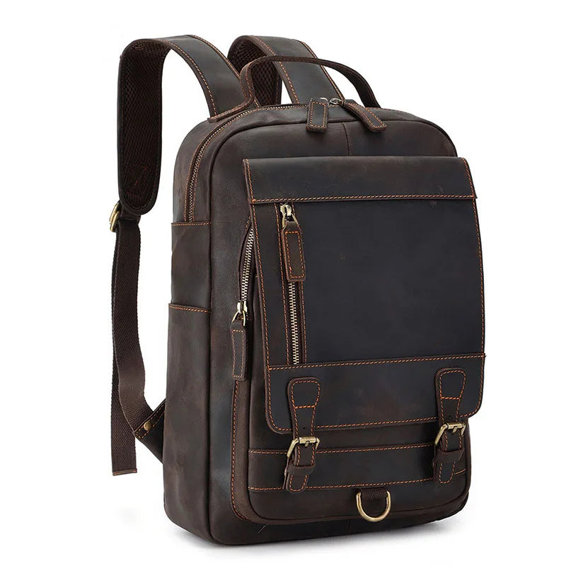 Mochila Masculina de Couro Genuíno Bulls
