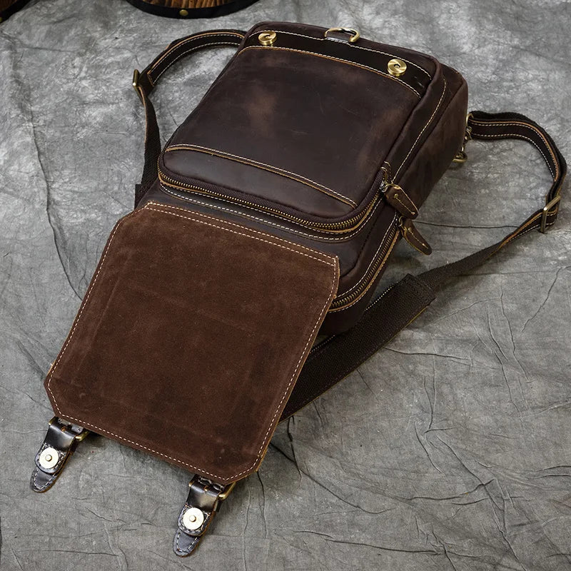 Mochila Masculina de Couro Legítimo Vintage 11