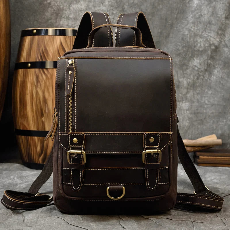 Mochila Masculina de Couro Legítimo Vintage 2