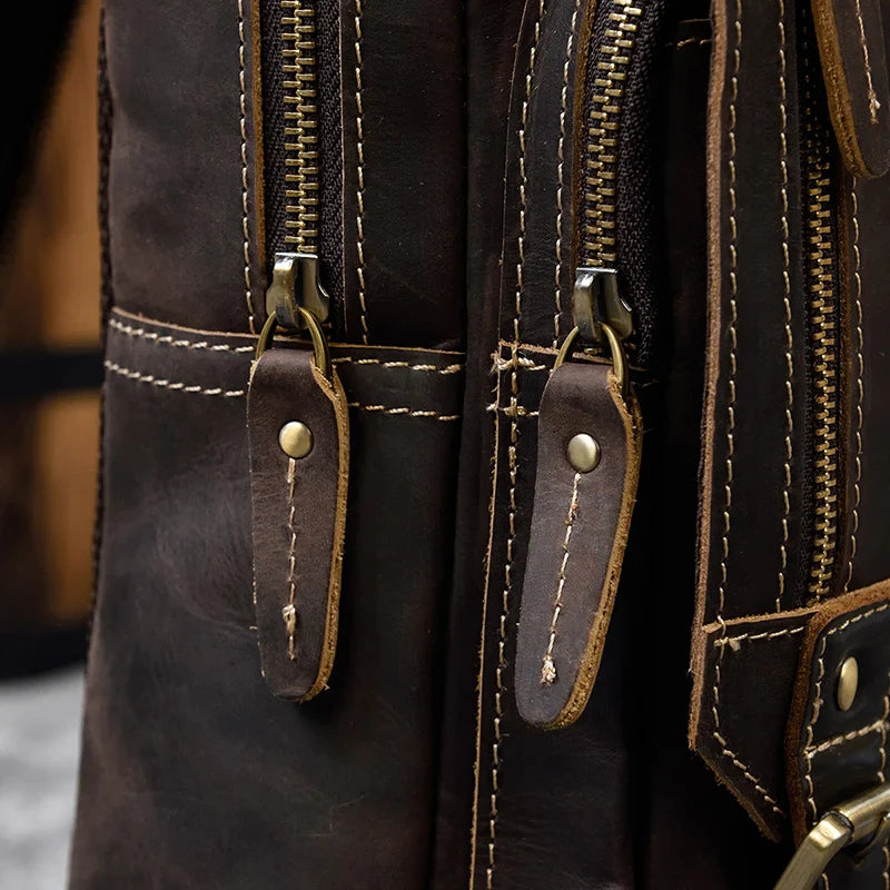 Mochila Masculina de Couro Legítimo Vintage 3