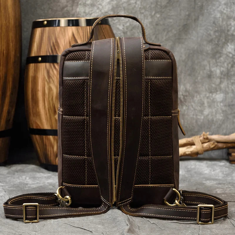 Mochila Masculina de Couro Legítimo Vintage 6