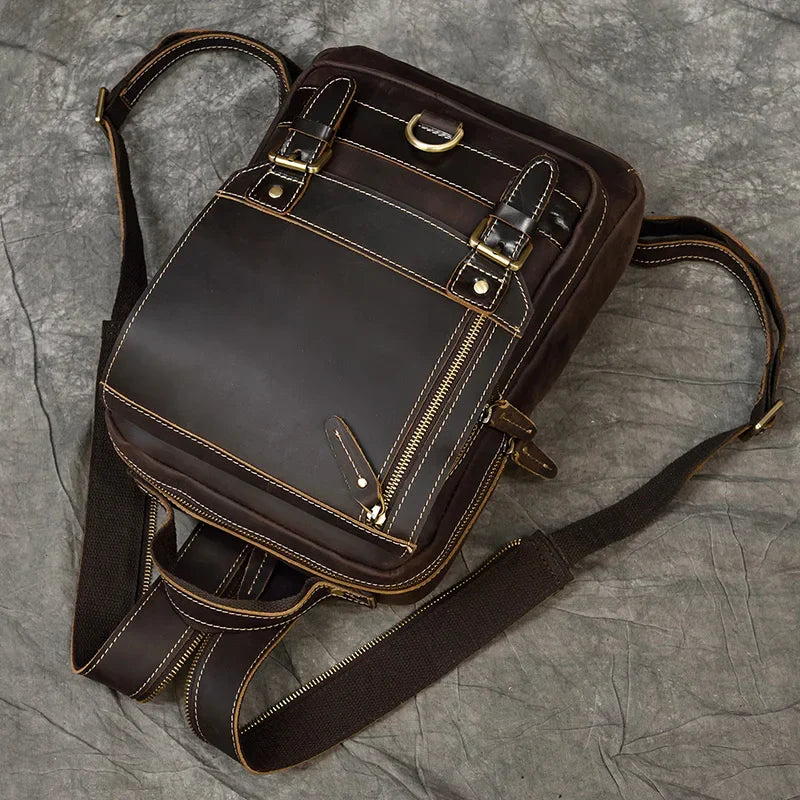 Mochila Masculina de Couro Legítimo Vintage 8